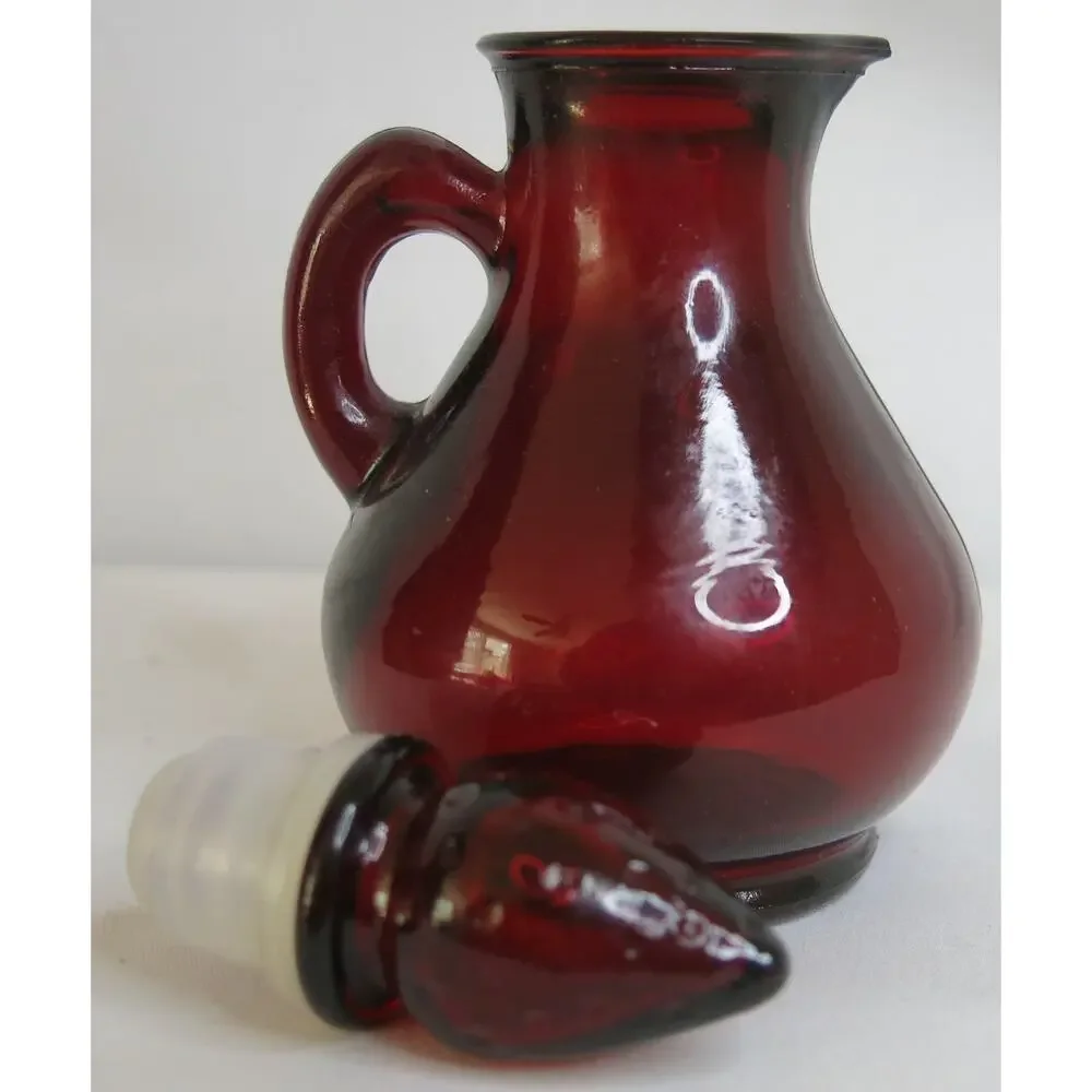 Vintage AVON Cape Cod Ruby Red Glass Cruet Creamer Strawberry Cranberry Retro